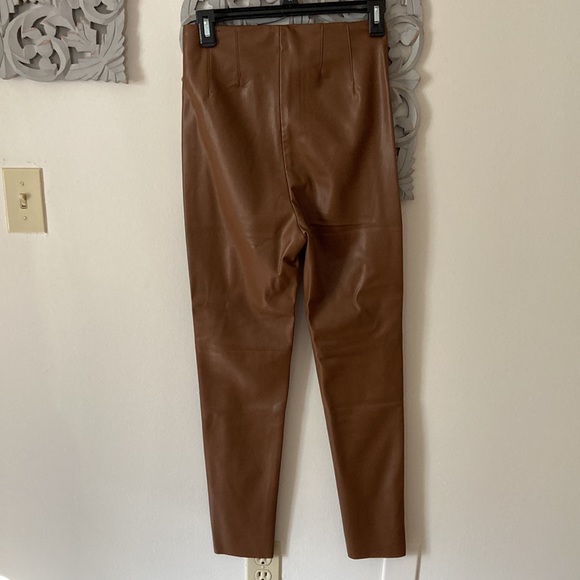 Zara Brown Faux leather pants Size S/26 - Picture 3 of 4